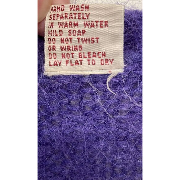 Vtg Mohair Blend Cardigan Violet Long Sleeve L Sweater Womens Fuzzy 80s Luxury - Picture 10 of 14